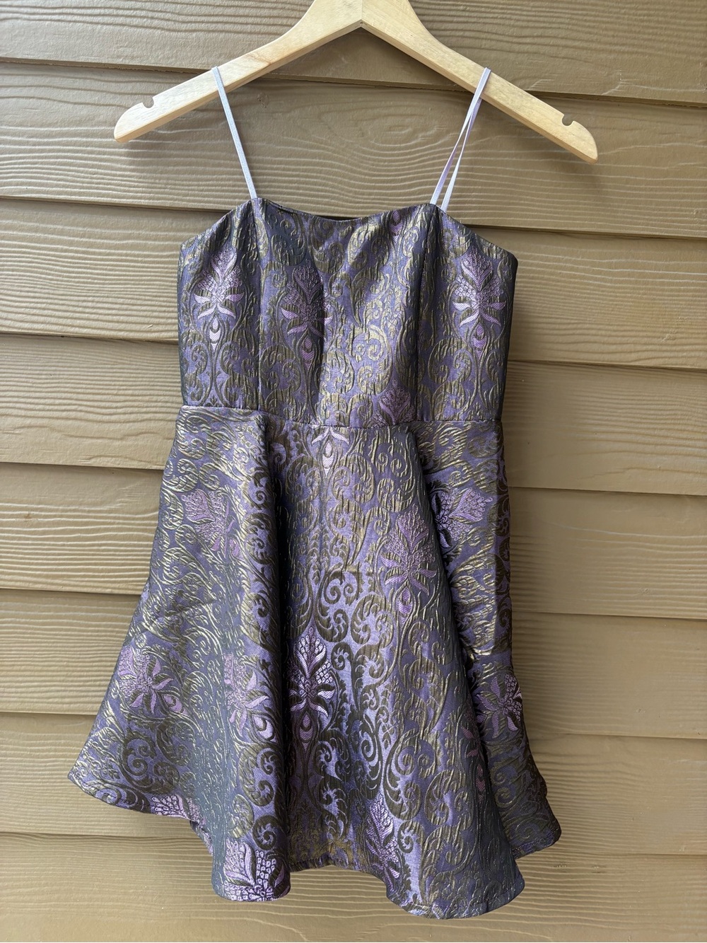 Un Deux Trois Purple and Gold Brocade Party Dress for Girls
